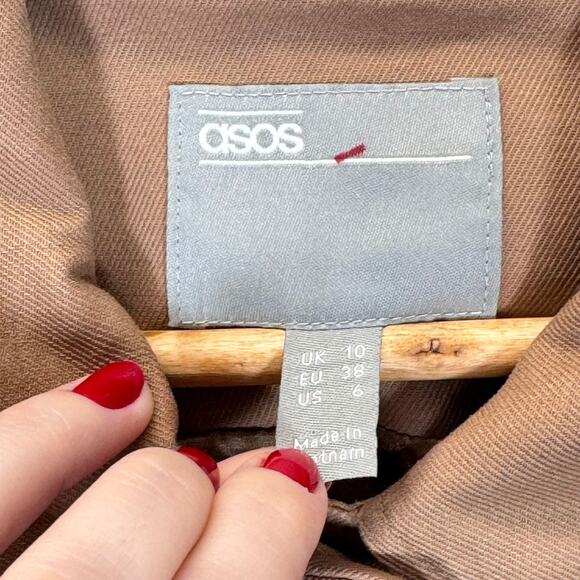 ASOS Oversized Utility Warm Caramel Cotton Jacket Sz 6 ScandiStyle StreetStyle - Picture 6 of 7